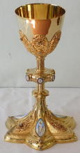 Antique solid silver gilt French Gothic Chalice